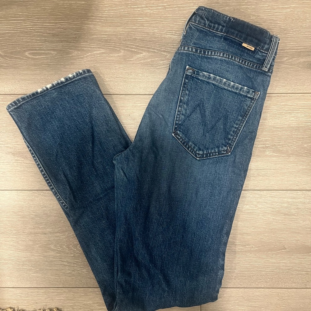 MOTHER cowboy don’t cry high waisted Indigo Straight Leg Jeans